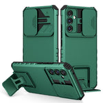 For Samsung Galaxy A34 5G Kickstand Phone Case PC + TPU Phone Protector with Slide Camera Cover