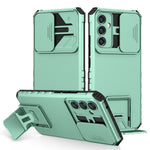 For Samsung Galaxy A34 5G Kickstand Phone Case PC + TPU Phone Protector with Slide Camera Cover