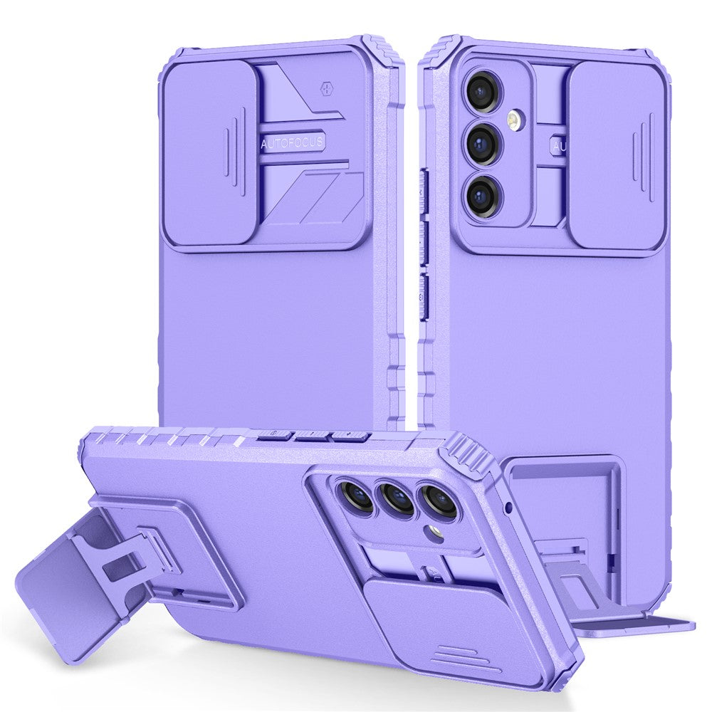 For Samsung Galaxy A34 5G Kickstand Phone Case PC + TPU Phone Protector with Slide Camera Cover