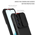 For Samsung Galaxy A54 5G Kickstand Case Anti-scratch PC + TPU Phone Protector with Slide Camera Cover