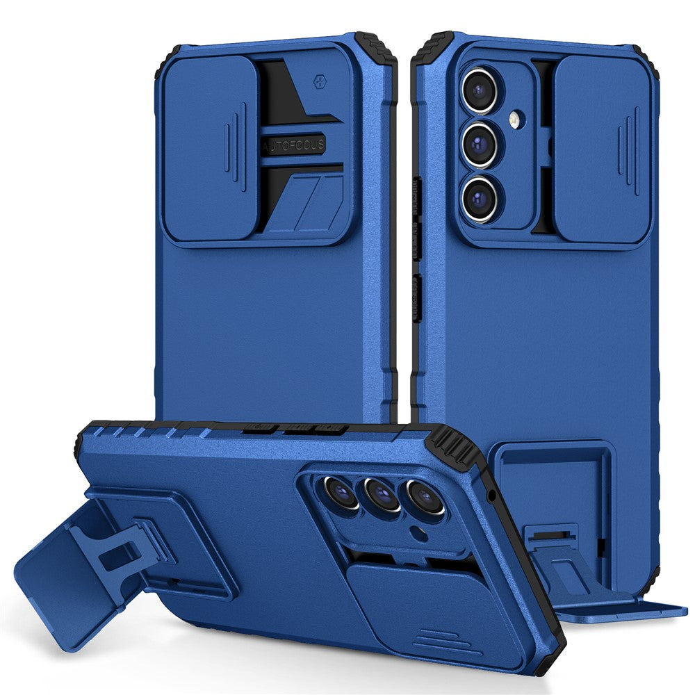 For Samsung Galaxy A54 5G Kickstand Case Anti-scratch PC + TPU Phone Protector with Slide Camera Cover