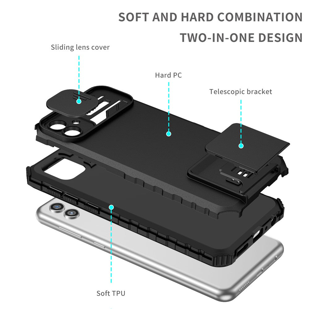 Støttefodsetui til Samsung Galaxy A04 4G (164,4 x 76,3 x 9,1 mm) PC + TPU telefonbeskytter med kameradæksel
