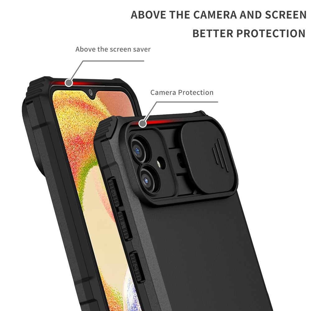 Støttefodsetui til Samsung Galaxy A04 4G (164,4 x 76,3 x 9,1 mm) PC + TPU telefonbeskytter med kameradæksel