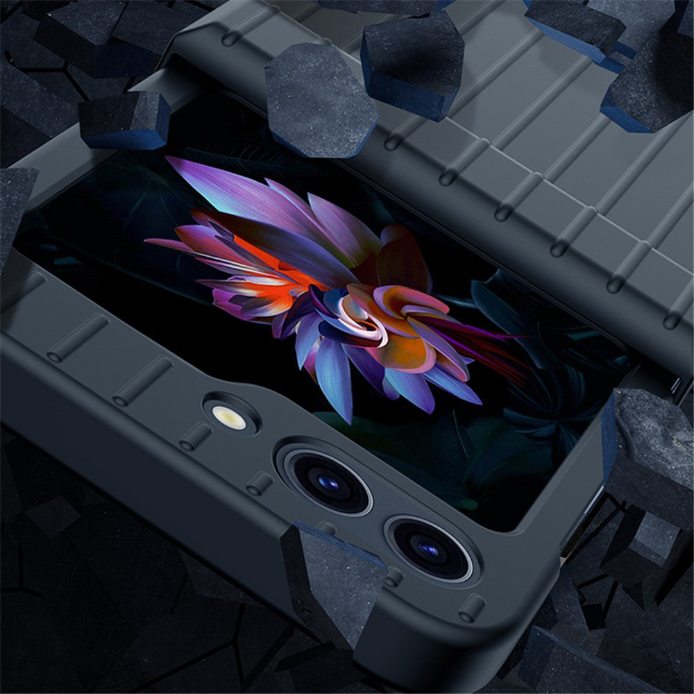 Til Samsung Galaxy Z Flip5 5G Stødsikkert Cover Stribet Design Telefoncover Anti-Fald Hårdt PC Cover