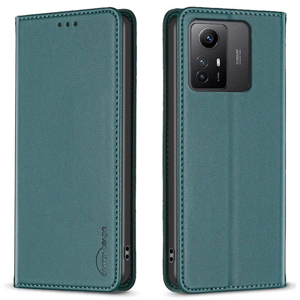 BINFEN COLOR BF18 Skyddsskal till Xiaomi Redmi Note 12S 4G mobilskal Läderfodral med Korthållare