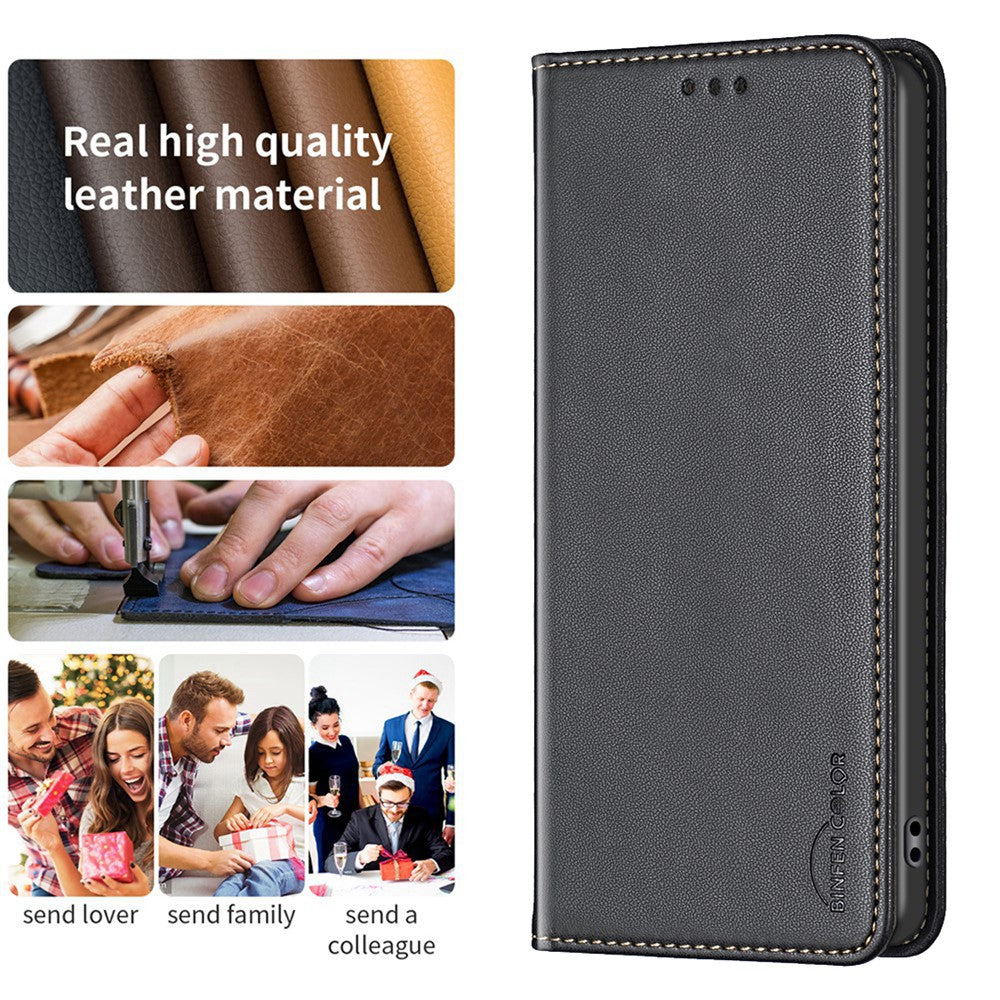 BINFEN COLOR BF18 Protective Case for Xiaomi Redmi Note 12S 4G Phone Shell Leather Cover with Card Holder