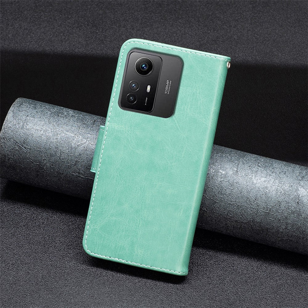 For Xiaomi Redmi Note 12S 4G Stand Wallet Phone Case Butterfly Imprinted Leather Flip Cover with Strap