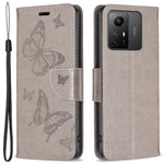 Xiaomi Redmi Note 12S 4G stativplånbokmobilskal flipfodral i läder med fjärilstryck och rem