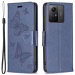 Xiaomi Redmi Note 12S 4G stativplånbokmobilskal flipfodral i läder med fjärilstryck och rem