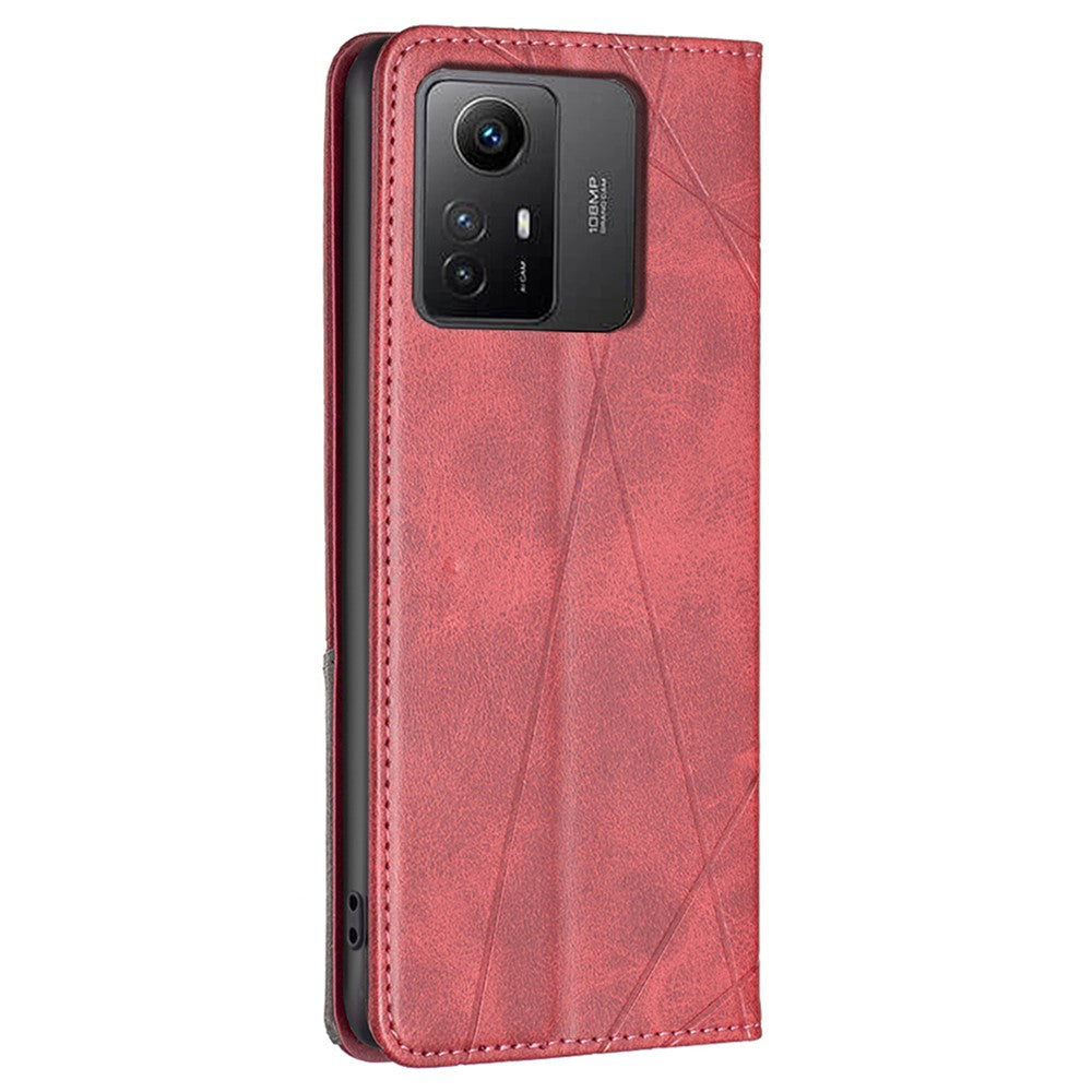 For Xiaomi Redmi Note 12S 4G Splicing Style Phone Case Imprinted Line Stand Card Holder Leather Cover