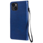 Til iPhone 15 Cover Ensfarvet Læder Mobilcover Pung Stand med Rem
