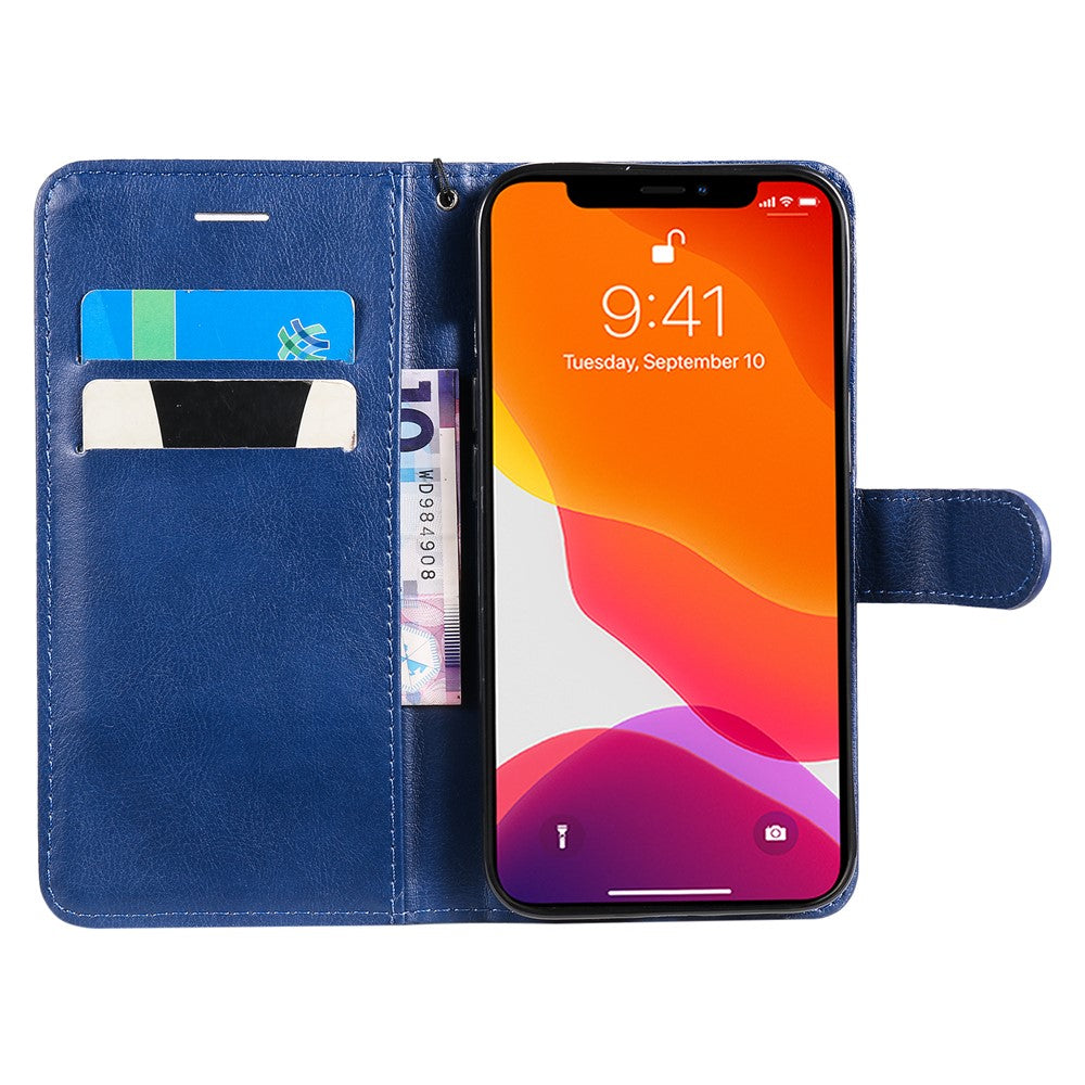 Til iPhone 15 Cover Ensfarvet Læder Mobilcover Pung Stand med Rem