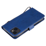 Til iPhone 15 Cover Ensfarvet Læder Mobilcover Pung Stand med Rem
