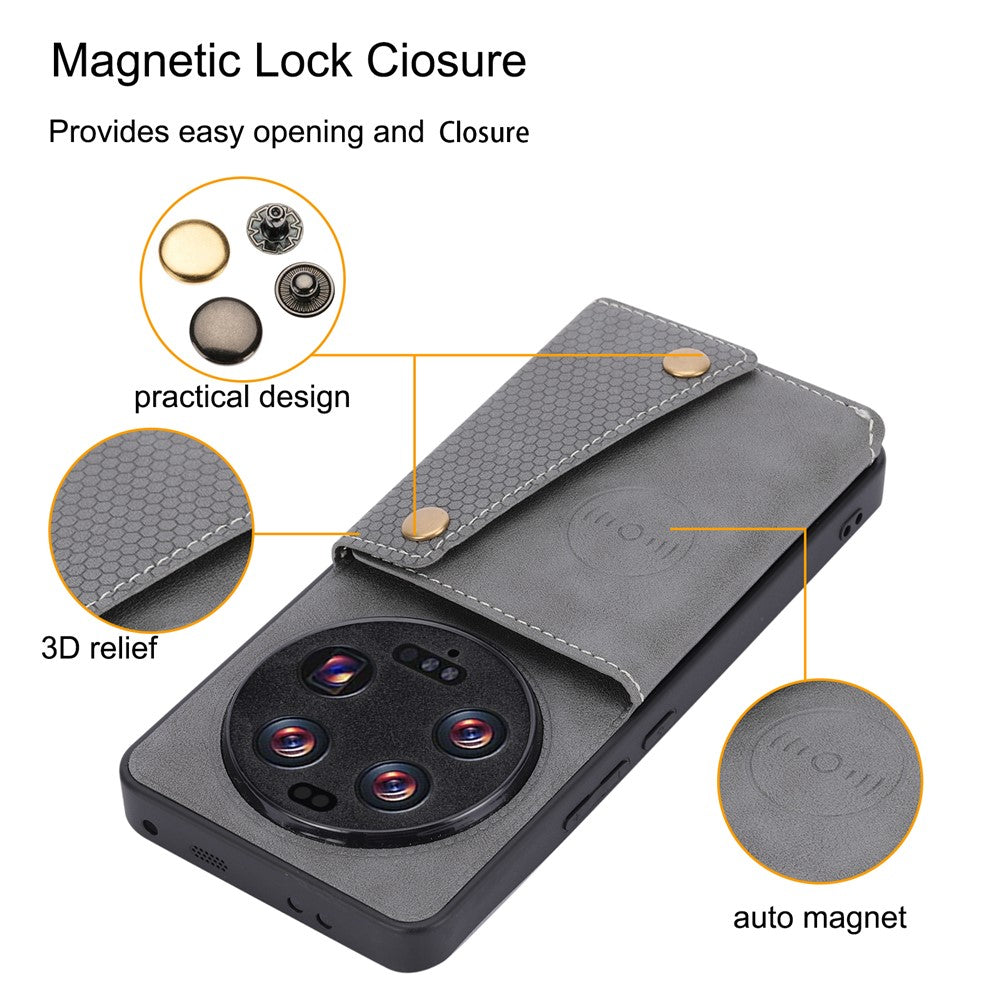 Phone Case for Xiaomi 13 Ultra Card Holder Kickstand PU Leather Coated TPU Shockproof Back Cover