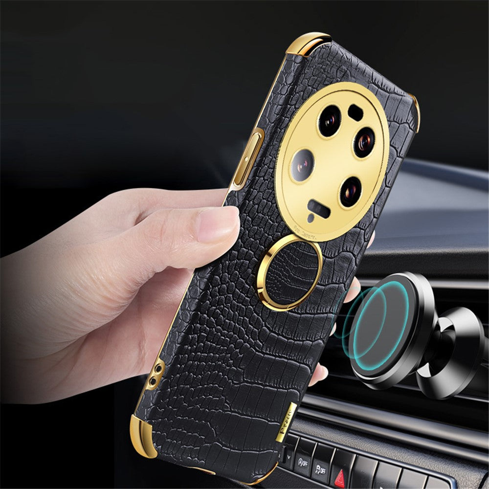 For Xiaomi 13 Ultra Leather Coated TPU Phone Case 6D Electroplating Back Cover with Kickstand