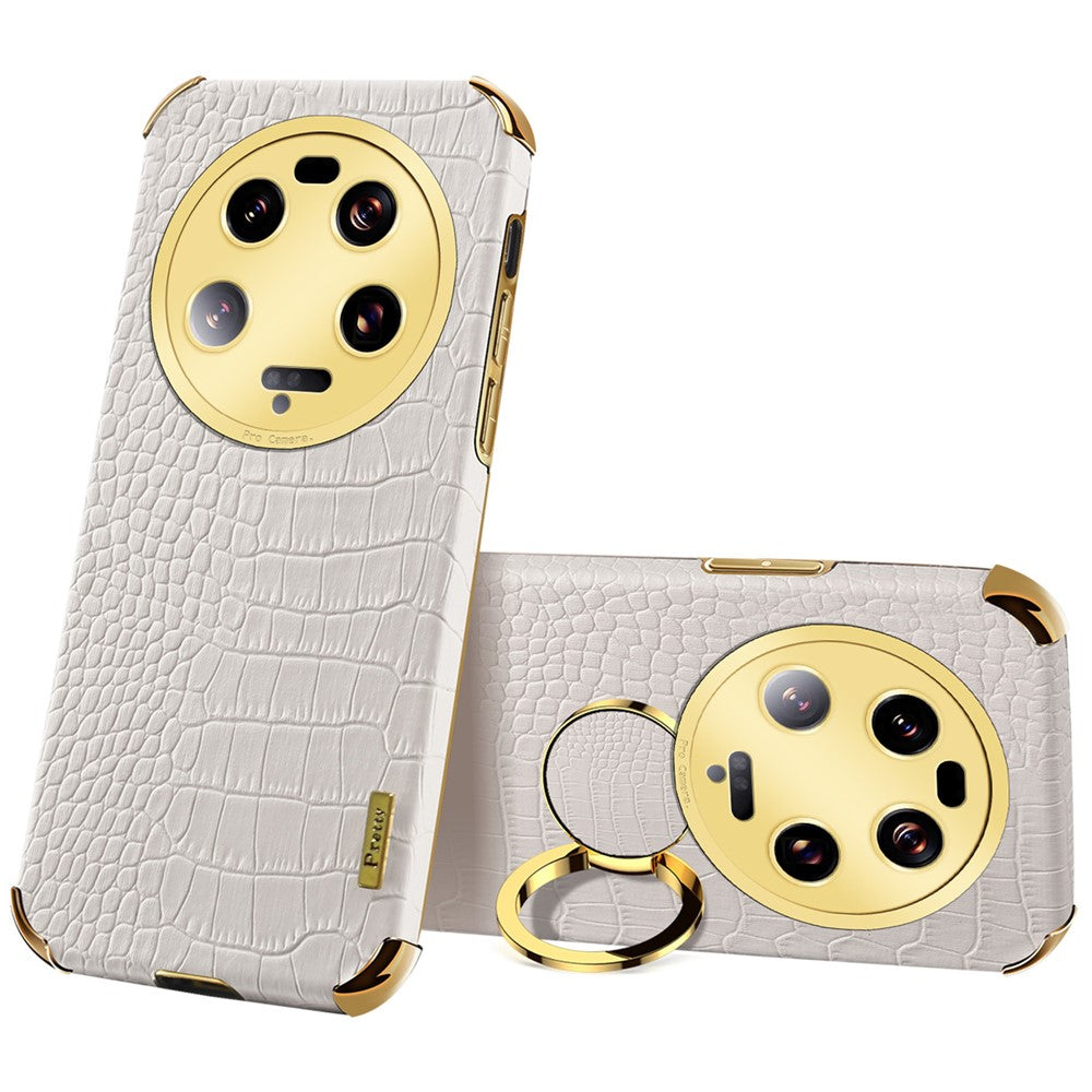 For Xiaomi 13 Ultra Leather Coated TPU Phone Case 6D Electroplating Back Cover with Kickstand