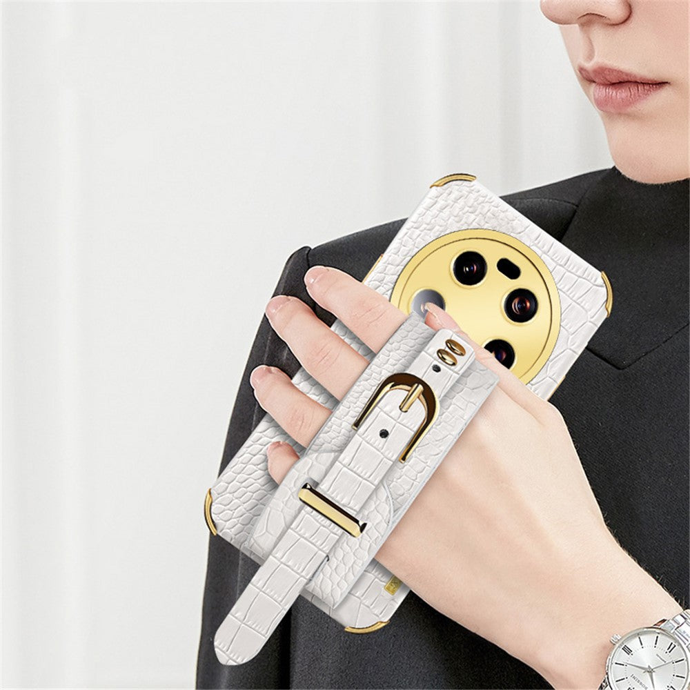 Xiaomi 13 Ultra Galvaniserat mobilskal PU-läderbelagt TPU-fodral med Armbandsstativ