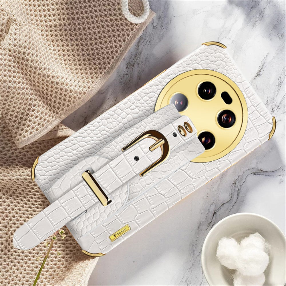 Xiaomi 13 Ultra Galvaniserat mobilskal PU-läderbelagt TPU-fodral med Armbandsstativ