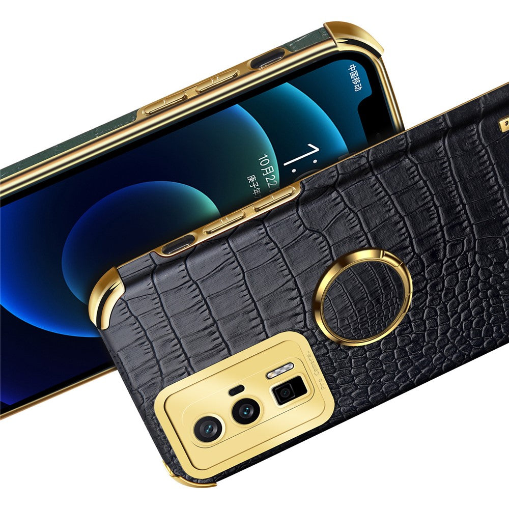 Xiaomi Poco F5 Pro 5G / Redmi K60 5G / K60 Pro 5G Ringstativ mobilskal Krokodilstruktur Läderbelagt TPU Baksida