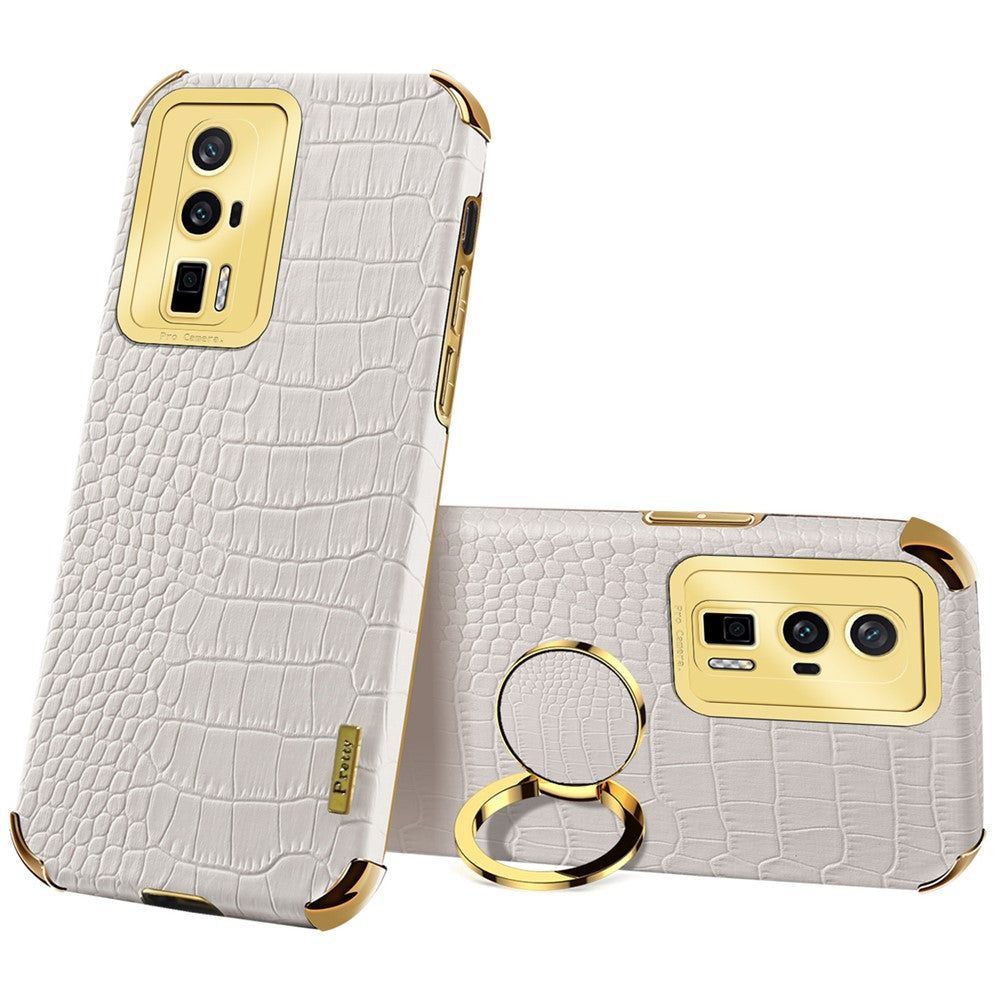 Xiaomi Poco F5 Pro 5G / Redmi K60 5G / K60 Pro 5G Ringstativ mobilskal Krokodilstruktur Läderbelagt TPU Baksida
