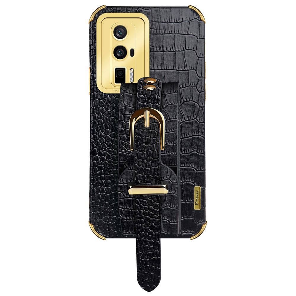 Xiaomi Redmi K60 5G / K60 Pro 5G / Poco F5 Pro 5G-armbåndsstativetui i galvaniseret PU-læder + TPU-mobilcover