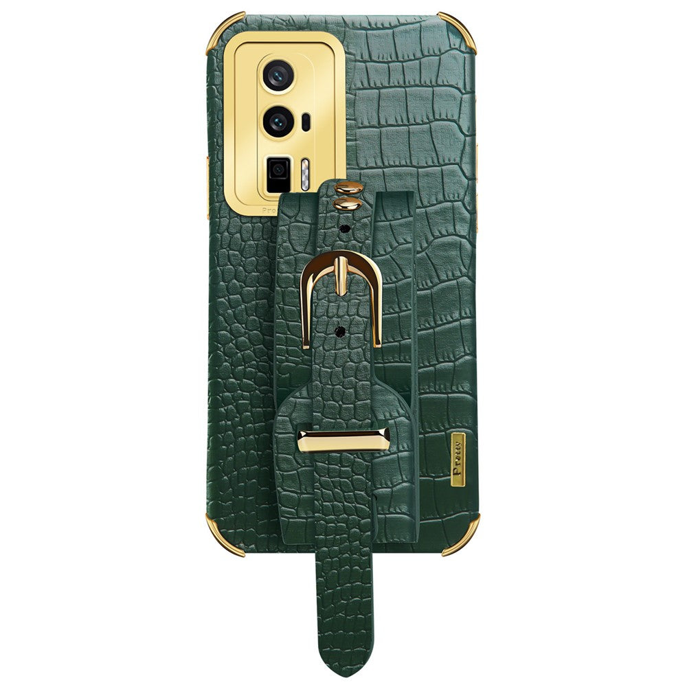 Xiaomi Redmi K60 5G / K60 Pro 5G / Poco F5 Pro 5G-armbåndsstativetui i galvaniseret PU-læder + TPU-mobilcover