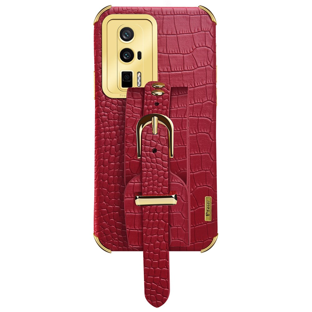 Xiaomi Redmi K60 5G / K60 Pro 5G / Poco F5 Pro 5G-armbåndsstativetui i galvaniseret PU-læder + TPU-mobilcover
