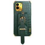For Xiaomi Redmi A1 4G / A2 4G Wristband Kickstand PU Leather Coated TPU Case Electroplating Phone Cover