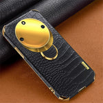 For Honor X40 5G Kickstand Phone Case Crocodile Texture PU Leather Coated 6D Electroplated TPU Cover
