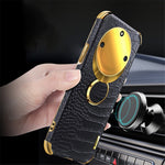 For Honor X40 5G Kickstand Phone Case Crocodile Texture PU Leather Coated 6D Electroplated TPU Cover