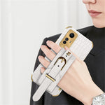 For Xiaomi Redmi Note 12S 4G Electroplating Phone Cover Wristband Kickstand Leather Coated TPU Case