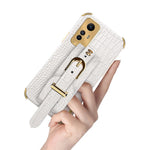 For Xiaomi Redmi Note 12S 4G Electroplating Phone Cover Wristband Kickstand Leather Coated TPU Case