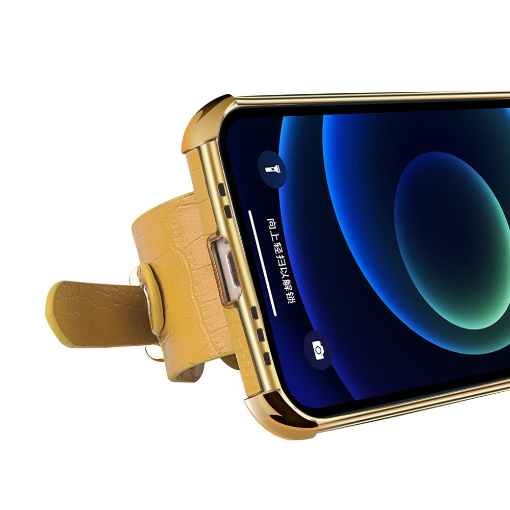 For Xiaomi Redmi Note 12S 4G Electroplating Phone Cover Wristband Kickstand Leather Coated TPU Case