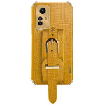 For Xiaomi Redmi Note 12S 4G Electroplating Phone Cover Wristband Kickstand Leather Coated TPU Case