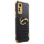 For Xiaomi Redmi Note 12S 4G Crocodile Texture Kickstand Phone Case 6D Electroplated PU Leather + TPU Cover