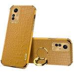 For Xiaomi Redmi Note 12S 4G Crocodile Texture Kickstand Phone Case 6D Electroplated PU Leather + TPU Cover