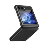 Til Samsung Galaxy Z Flip5 5G Telefoncover med krydstekstur i gummieret PU-læder og hårdt PC-telefoncover