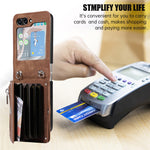 For Samsung Galaxy Z Flip5 5G RFID Blocking Card Bag Case PU Leather+PC Phone Cover with Kickstand