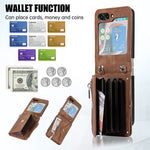 For Samsung Galaxy Z Flip5 5G RFID Blocking Card Bag Case PU Leather+PC Phone Cover with Kickstand