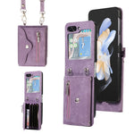 For Samsung Galaxy Z Flip5 5G RFID Blocking Card Bag Case PU Leather+PC Phone Cover with Kickstand