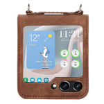 Til Samsung Galaxy Z Flip5 5G Skin Touch telefoncover Stødsikkert PU læder PC telefoncover med skulderrem