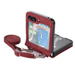 Til Samsung Galaxy Z Flip5 5G Skin Touch telefoncover Stødsikkert PU læder PC telefoncover med skulderrem
