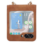 Grid-præget PU-læder PC-cover til Samsung Galaxy Z Flip5 5G Beskyttende telefonetui med skulderrem
