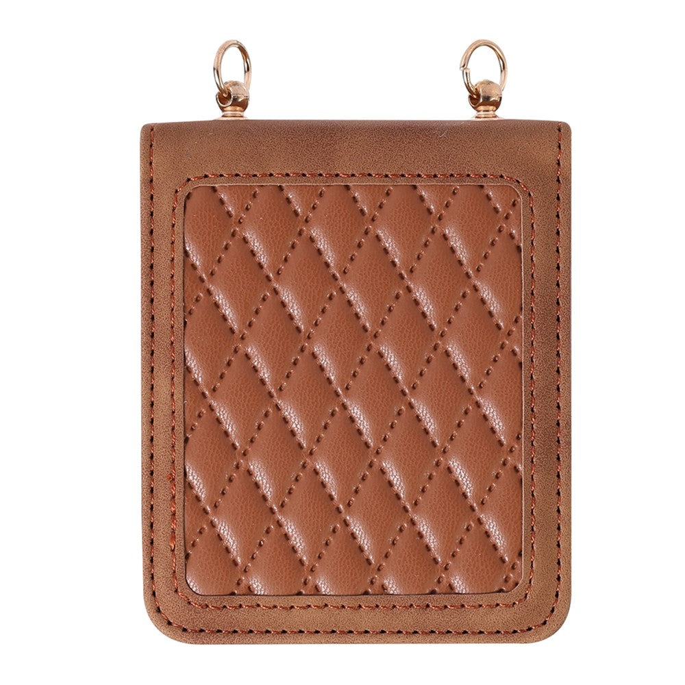 Grid-præget PU-læder PC-cover til Samsung Galaxy Z Flip5 5G Beskyttende telefonetui med skulderrem