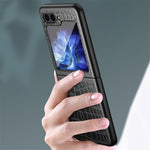 Telefoncover med krokodilletekstur til Samsung Galaxy Z Flip5 5G PU-læder Hårdt PC-telefoncover