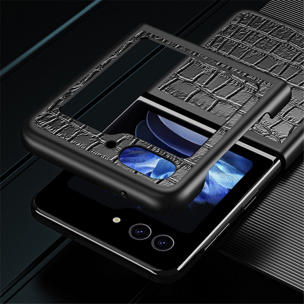 Telefoncover med krokodilletekstur til Samsung Galaxy Z Flip5 5G PU-læder Hårdt PC-telefoncover