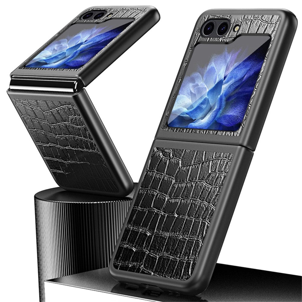 Telefoncover med krokodilletekstur til Samsung Galaxy Z Flip5 5G PU-læder Hårdt PC-telefoncover