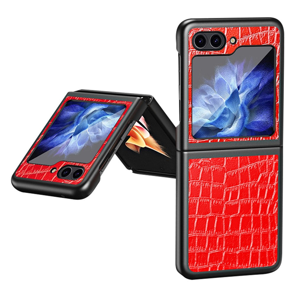 Telefoncover med krokodilletekstur til Samsung Galaxy Z Flip5 5G PU-læder Hårdt PC-telefoncover