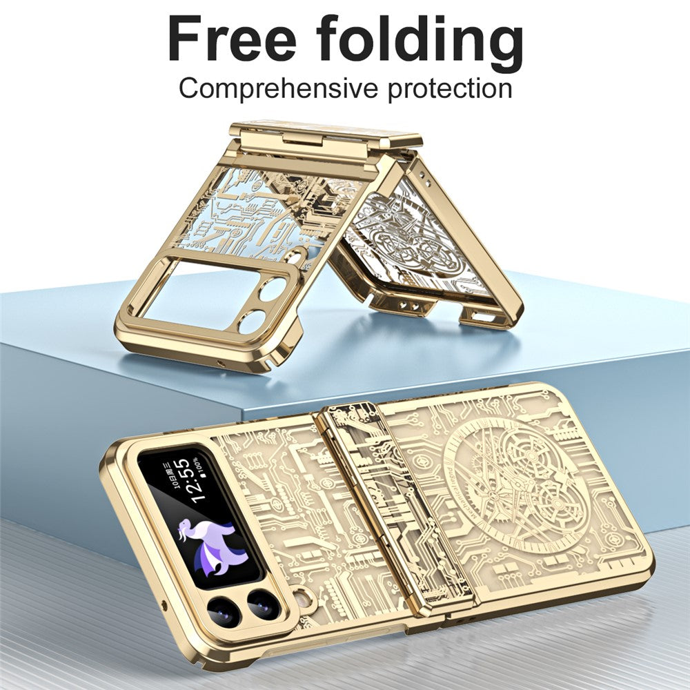 Mechanical Legend Series for Samsung Galaxy Z Flip4 5G Protective Phone Case Hard PC Electroplating Cover