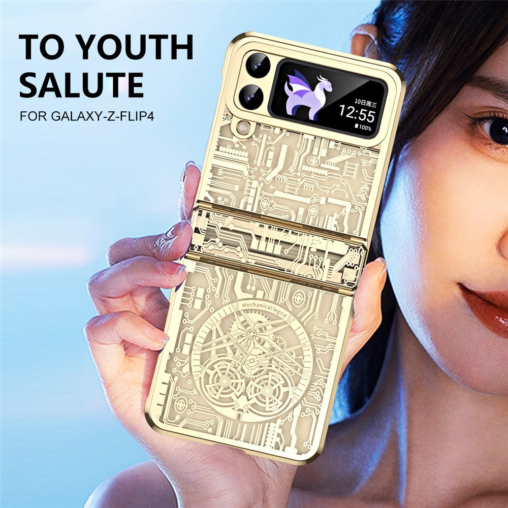 Mechanical Legend Series for Samsung Galaxy Z Flip4 5G Protective Phone Case Hard PC Electroplating Cover